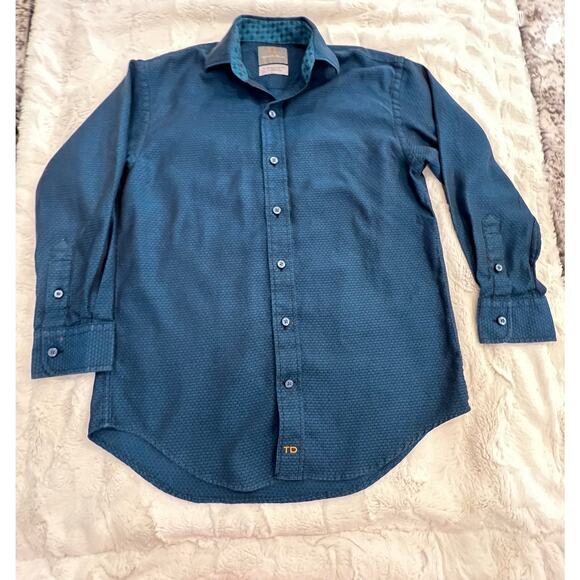 Thomas Dean Boys Shirt Sz S 8 Button Down Long Sleeve SET 2 Striped / Print TD - Picture 3 of 14